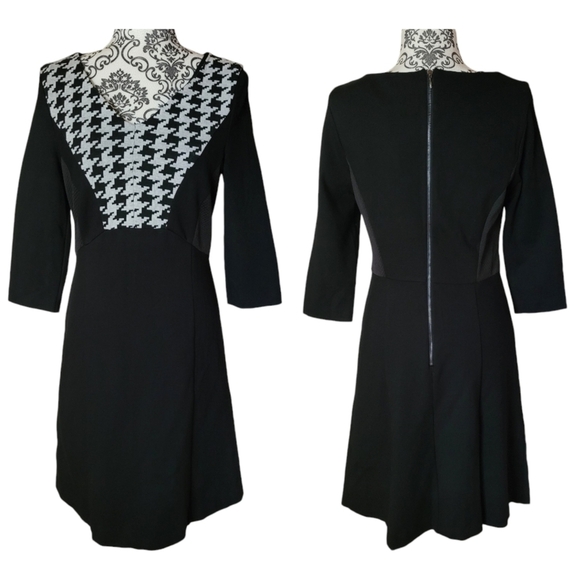 Comma 3/4 sleeve mix media fit and flare dress size 6 - Picture 1 of 16